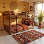 Ipsotu Mango Wood Bunk Bed Without Storage Single Bed Furniture for Bedroom Living Room Home (Mango - Brown) 