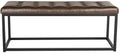 Modern Tufted Upholstered Velvet and Metal Bench Ottoman 