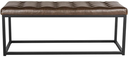 Modern Tufted Upholstered Velvet and Metal Bench Ottoman