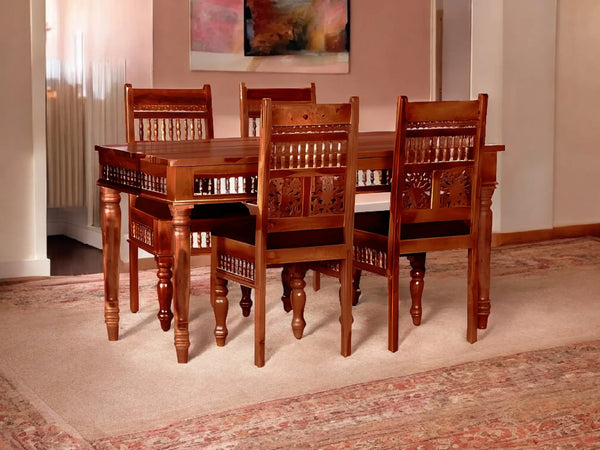Sheesham Wood Norcross 4 Seater Dining Table Set for Home and Living Rooms| Dining Furniture 
