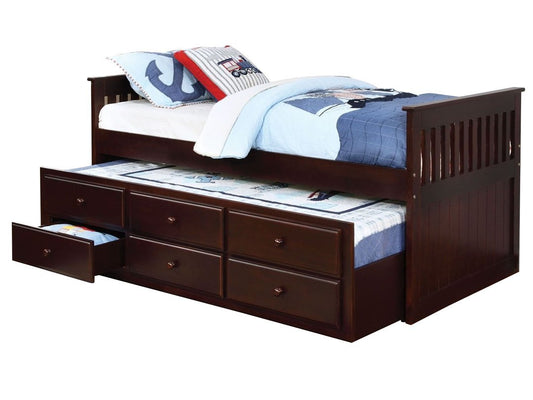 Sheesham Wood Oyster Daybed with Trundle Bed with Drawer Storage for Home | Bed for Bedroom