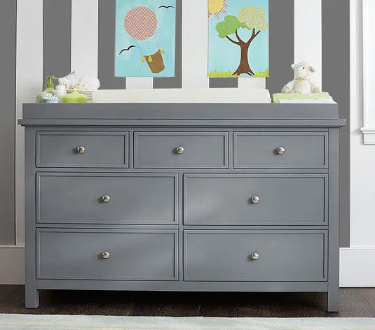 Translation missing: en.Mango Wood Norto Extra Wide Dresser &amp; Topper Set with Topper Mattress Changing pad is Also Included- Grey 