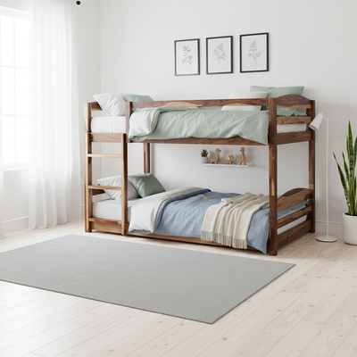 Ipsotu Mango Wood Bunk Bed Without Storage Single Bed Furniture for Bedroom Living Room
