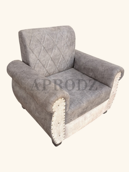 Sofa | Wood Frame Suede Fabric 40D Foam Cushion | Comfortable, Durable, Stylish & Modern for Living Room Furniture | Compact Design Lounge Seat Relaxation (Light Grey + Beige 3)