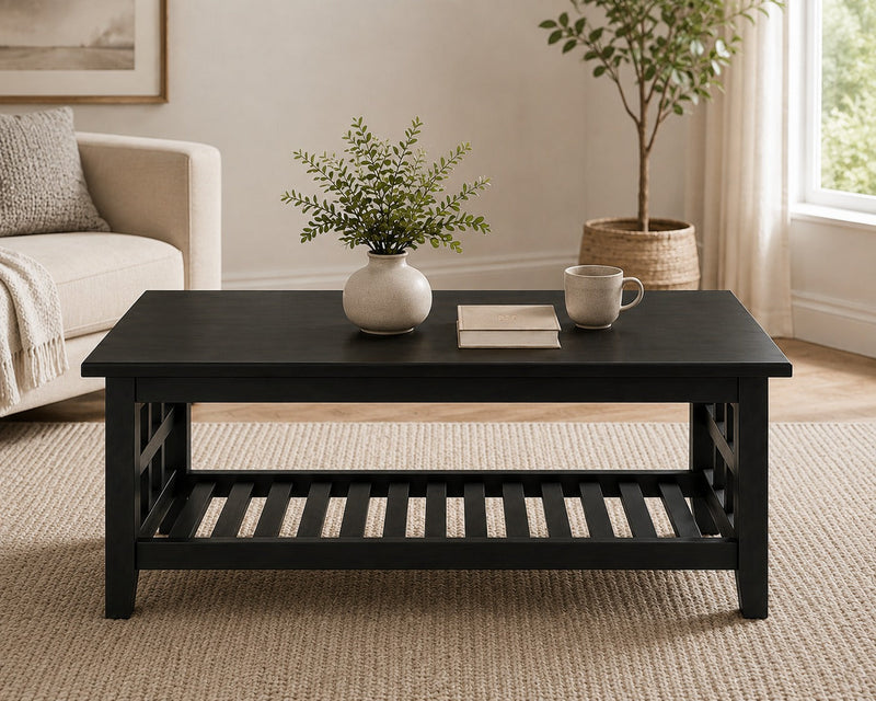 Solid Sheesham Wood Coffee Table in Dark Brown Finish 
