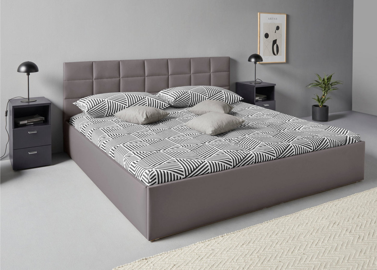 Upholstered Single Size Bed with Box Storage 