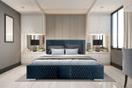 Velvet Upholstered King Size Bed with Hydraulic Storage 
