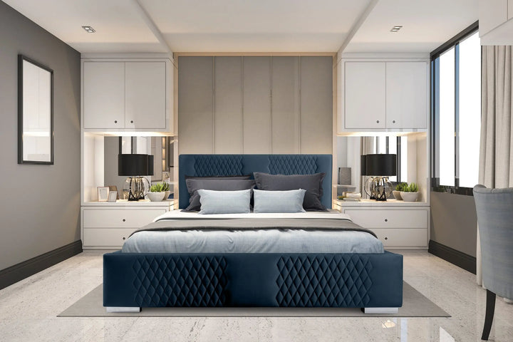 Translation missing: en.Velvet Upholstered King Size Bed with Hydraulic Storage 