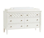 Mango Wood Norto Extra Wide Dresser & Topper Set with Topper Mattress Changing pad is Also Included - White Color 