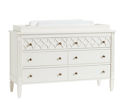 Mango Wood Norto Extra Wide Dresser & Topper Set with Topper Mattress Changing pad is Also Included - White Color