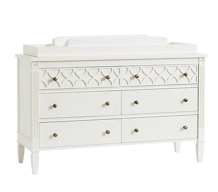 Translation missing: en.Mango Wood Norto Extra Wide Dresser &amp; Topper Set with Topper Mattress Changing pad is Also Included - White Color 