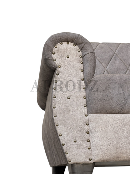Sofa | Wood Frame Suede Fabric 40D Foam Cushion | Comfortable, Durable, Stylish & Modern for Living Room Furniture | Compact Design Lounge Seat Relaxation (Light Grey + Beige 3)