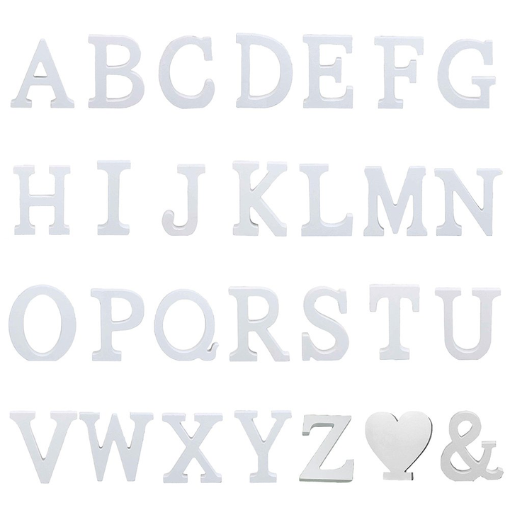 Translation missing: en.3" Height Wooden Letters Alphabet Word Free Standing Wedding Home Decor-White Letter I 