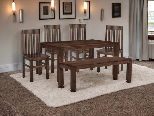Translation missing: en.Sheesham Wood Salvador 6 Seater Dining Table Set with 1 Bench and 4 Chair for Home | Dining Furniture 