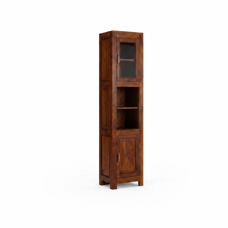 Sheesham Wood High Wooden Cabinet, Showcase, Cupboard, Sideboard, with Two Doors 