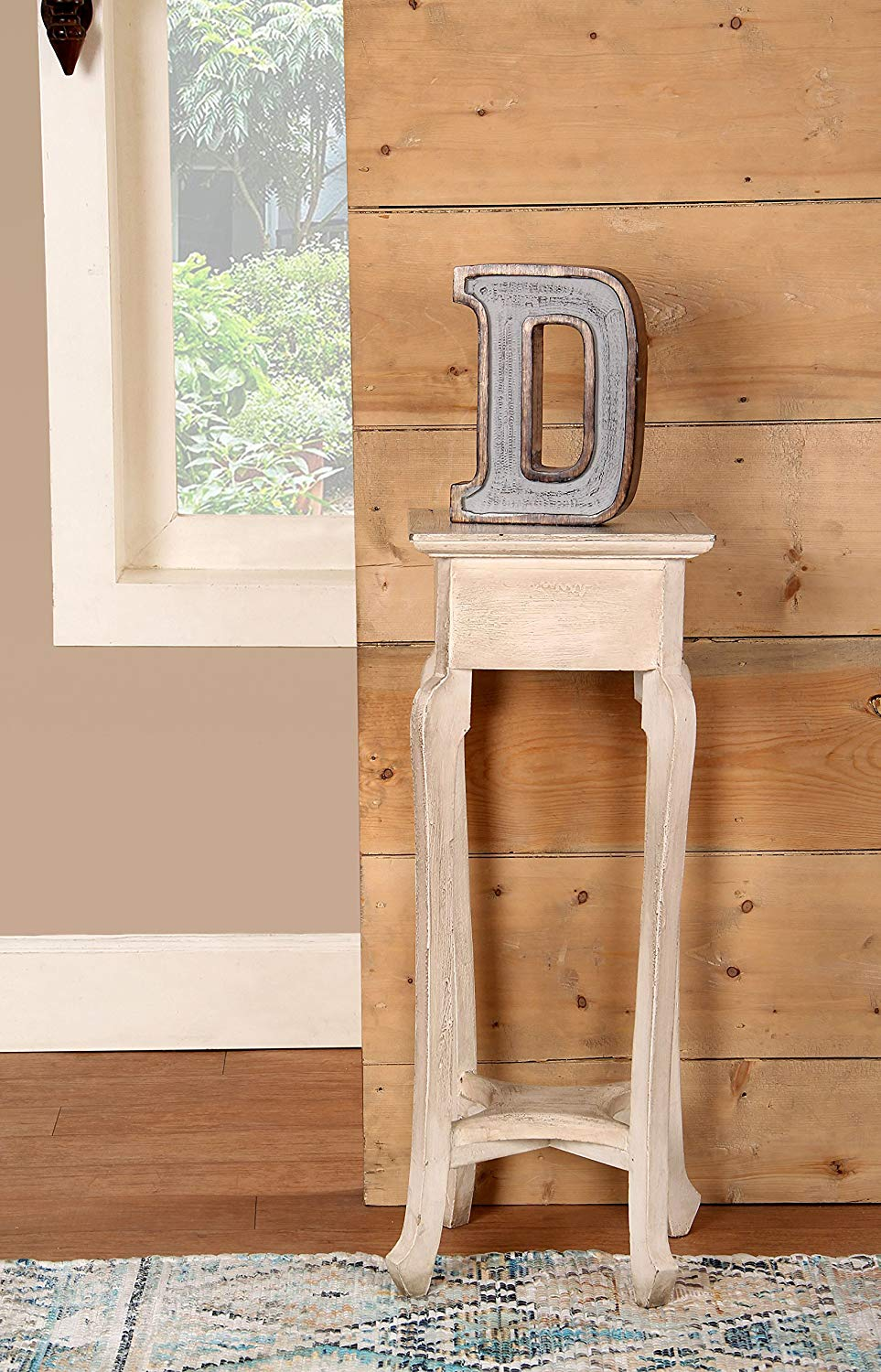 Monogram Free Standing Grey Letter Block - Length (7.2 in), Depth (2.2 in), Height (10 in), D