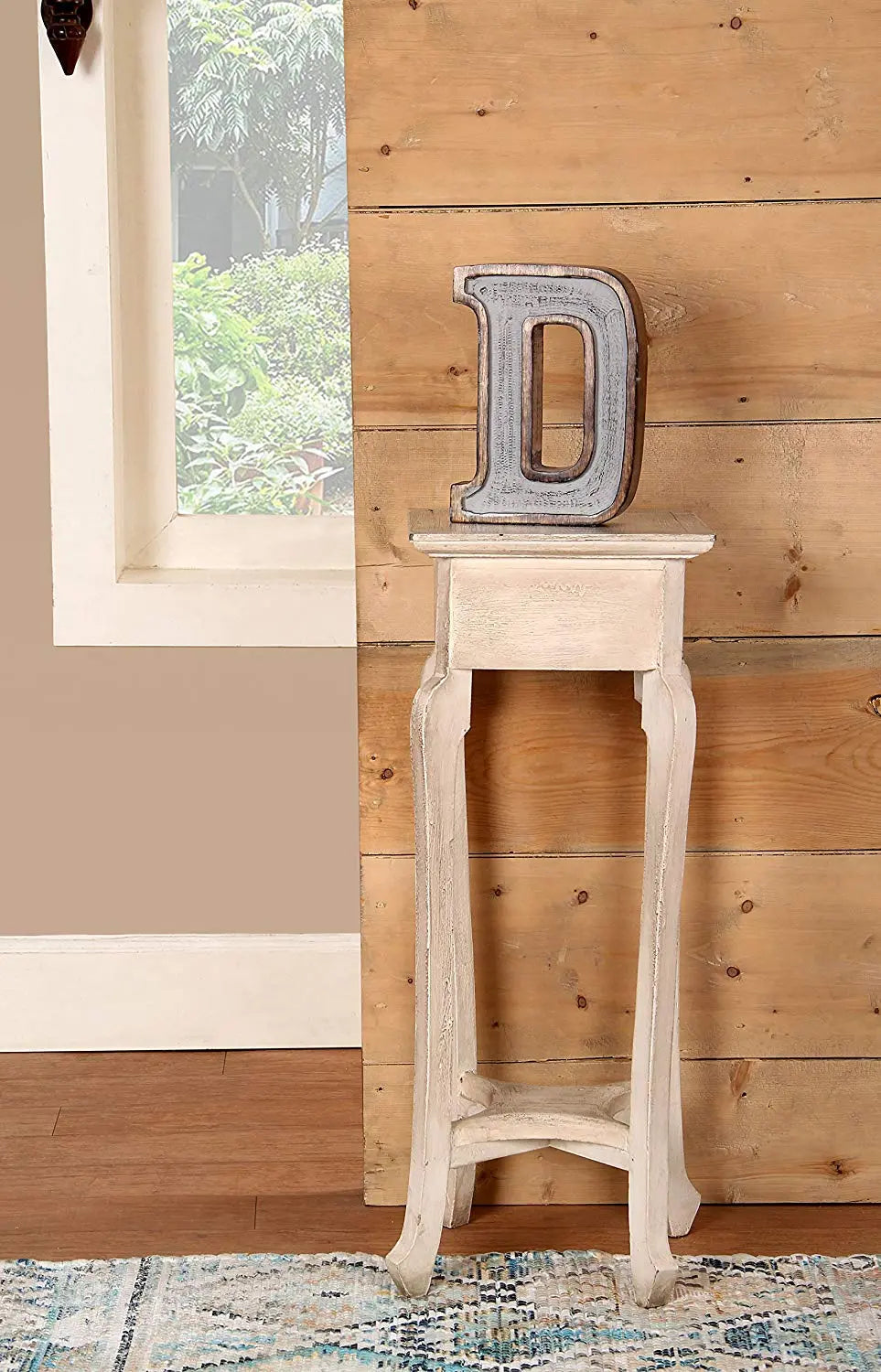 Monogram Free Standing Grey Letter Block - Length (7.2 in), Depth (2.2 in), Height (10 in), D 