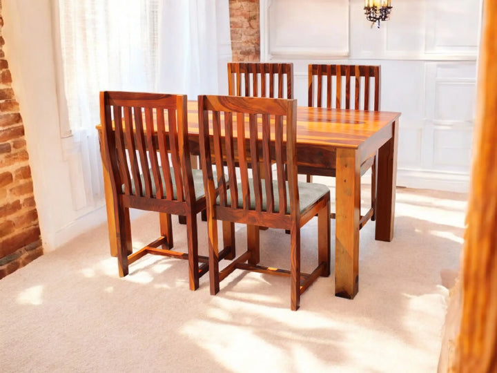 Translation missing: en.Sheesham Wood and Upholstered Epso 4 Seater Dining Table Set for Home and Living Rooms | Dining Furniture 