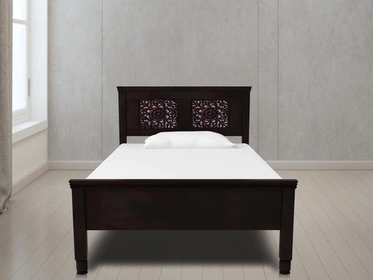 Sheesham Wood Without Storage Fraya Single Size Bed for Bedroom Stylish | Walnut Finish