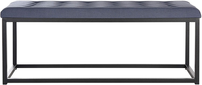 Modern Tufted Upholstered Velvet and Metal Bench Ottoman