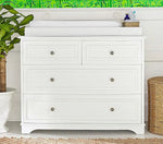 Mango Wood Norto Extra Wide Dresser & Topper Set with Topper Mattress Changing pad is Also Included/White Color 