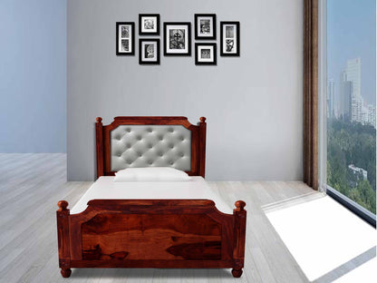 Sheesham Wood Without Storage Single Size Ailsa Bed for Bedroom Stylish | Honey Finish