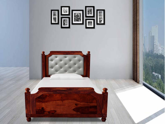 Sheesham Wood Without Storage Single Size Ailsa Bed for Bedroom Stylish | Honey Finish