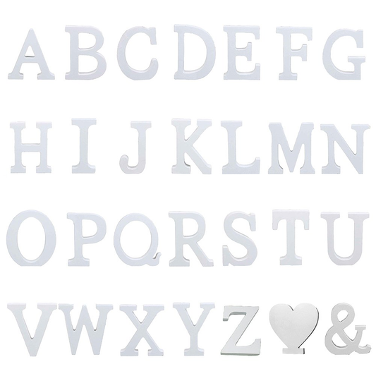 3" Height Wooden Letters Alphabet Word Free Standing Wedding Home Decor-White Letter S 