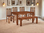 Sheesham Wood Salvador 6 Seater Dining Table Set with 1 Bench and 4 Chair for Home | Dining Furniture 