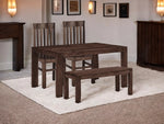 Sheesham Wood Salvador 4 Seater Dining Table Set with 1 Bench and 2 Chair for Home | Dining Furniture 