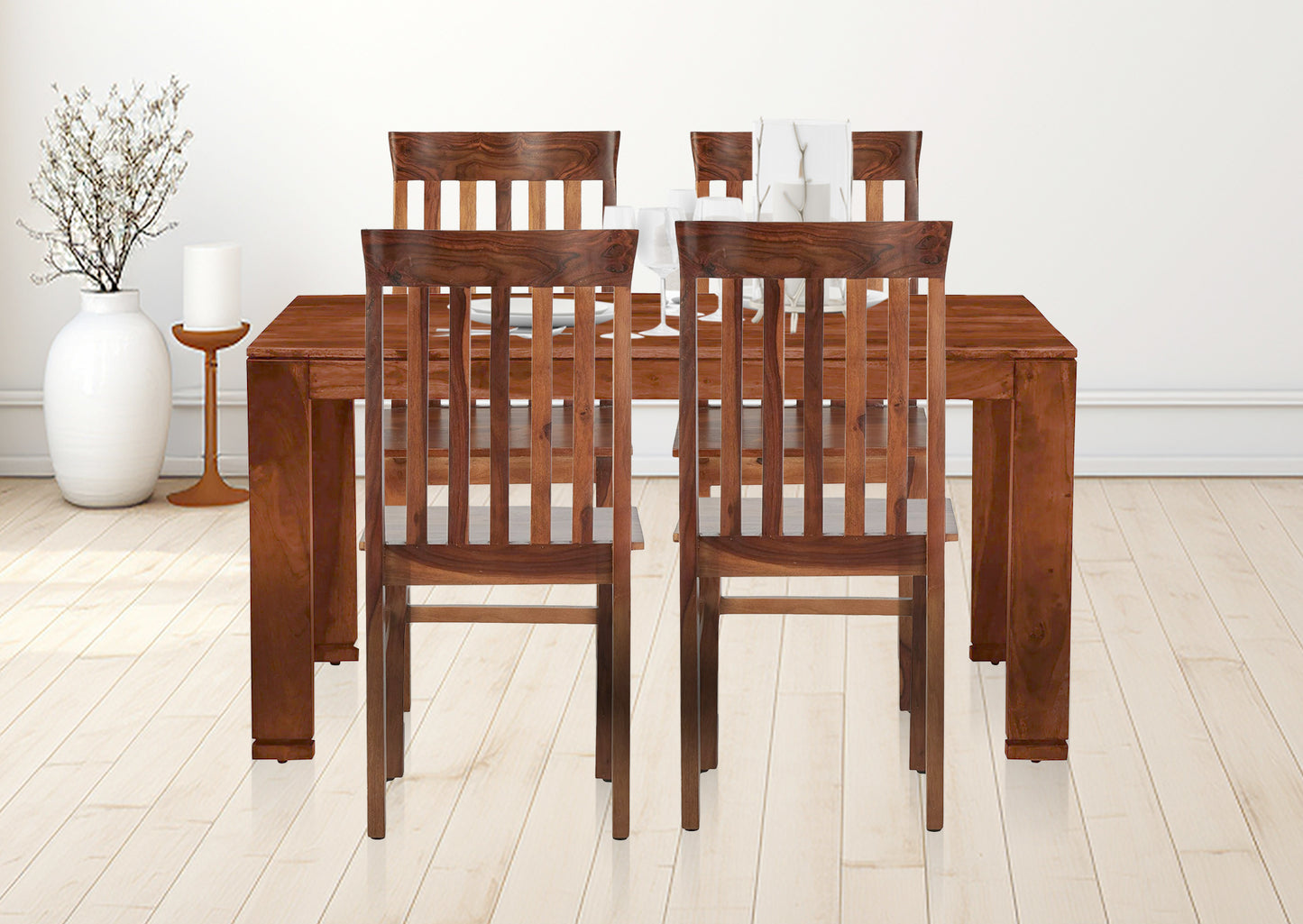 Sheesham Wood Salvador 4 Seater Dining Table Set for Home and Living Rooms| Dining Furniture