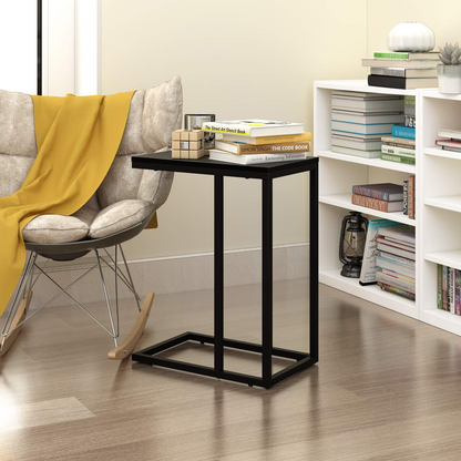 C Shaped End Table, Snack Side Table, Black