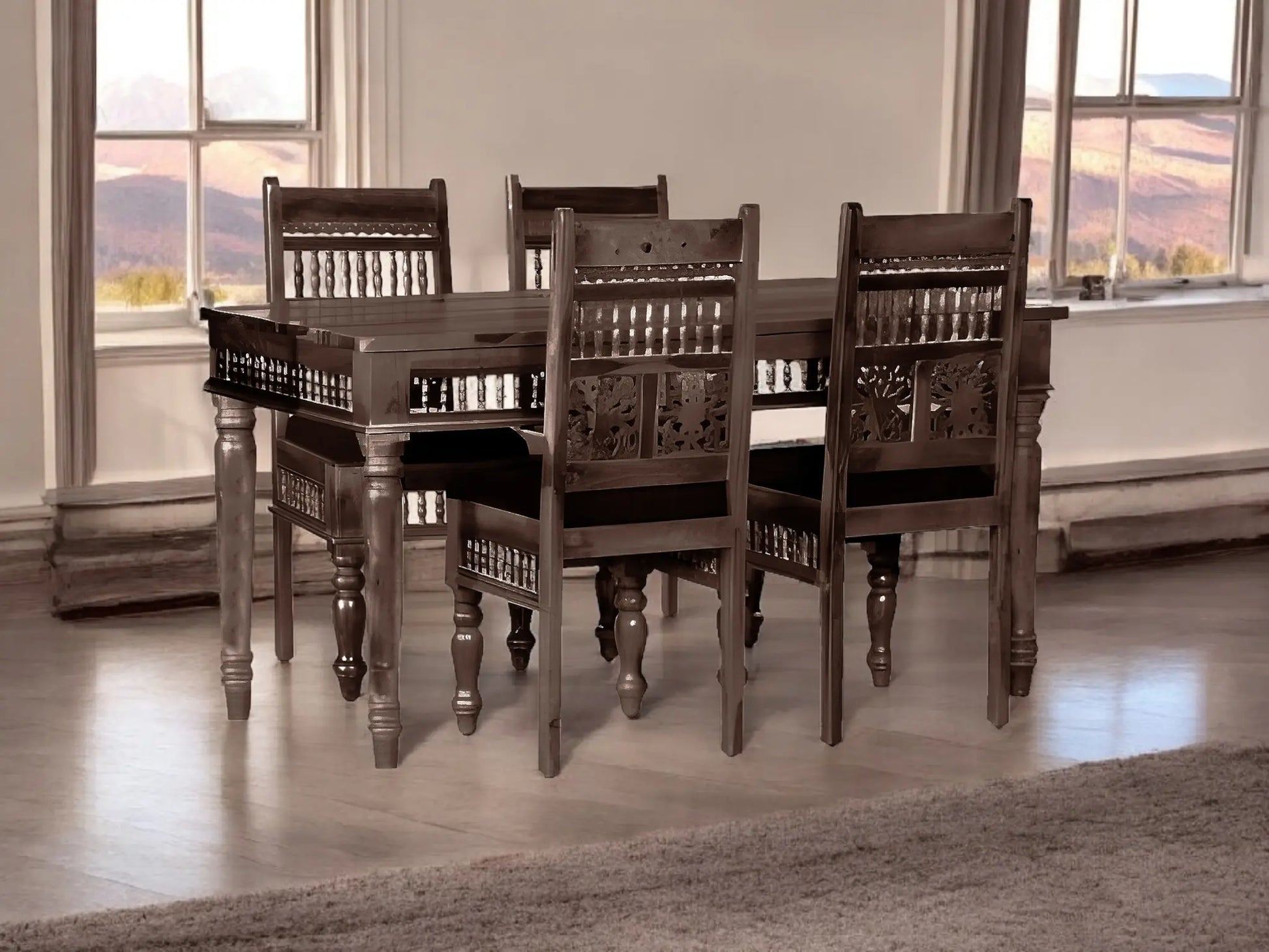 Sheesham Wood Norcross 4 Seater Dining Table Set for Home and Living Rooms| Dining Furniture 