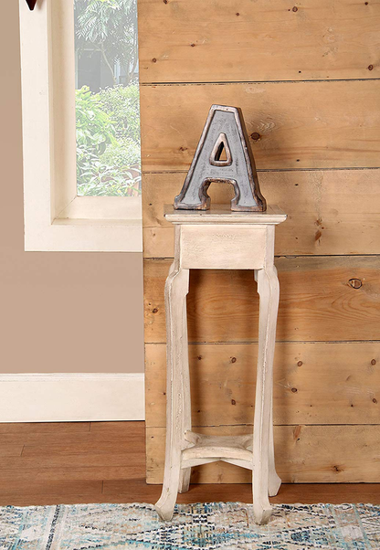 Monogram Free Standing Grey Letter Block - Length (9 in), Depth (2.2 in), Height (10.2 in), A