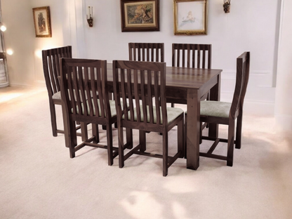 Sheesham Wood and Upholstered Epso 6 Seater Dining Table Set for Home and Living Rooms| Dining Furniture