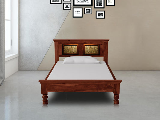 Sheesham Wood Without Storage Walms Single Size Bed for Bedroom Stylish | Natural Finish