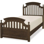 Solid wood single size Jarvi bed in brown finish with slatted headboard and footboard, ideal for stylish bedroom decor.