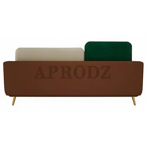 Luxelle Modern Sofa 3 Seater Velvet Sofa Set with Tufted Backrest Curved Arm Cushioned Seating Tipped Wooden Legs Couch for Living Room & Lounge (Green/Cream) 