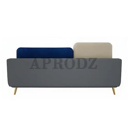 Luxelle Modern Sofa 3 Seater Velvet Removable Covers Sofa Set with Tufted Backrest Couch Cushioned Seating Tipped Wooden Legs Couch for Living Room & Lounge (Navyblue/Grey) 