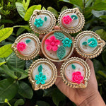 Floral Diya Candle Set – Handcrafted Festive Glow jasmine fragrance 