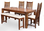 Sheesham Wood Avavia 6 Seater Dining Table Set with Bench for Home | Dining Furniture | Brown Finish