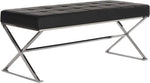 Modern Orange Upholstered Velvet and Metal Bench 