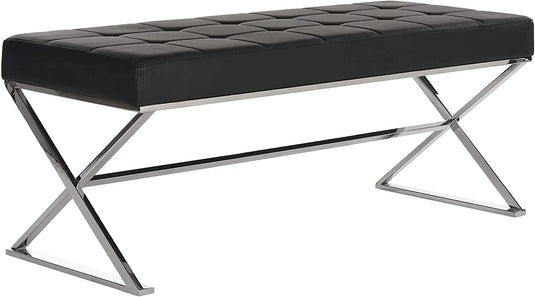 Translation missing: en.Modern Orange Upholstered Velvet and Metal Bench 