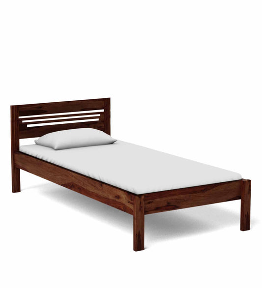 Sheesham Wood Without Storage Frye Single Size Bed for Bedroom Dark Brown Finish