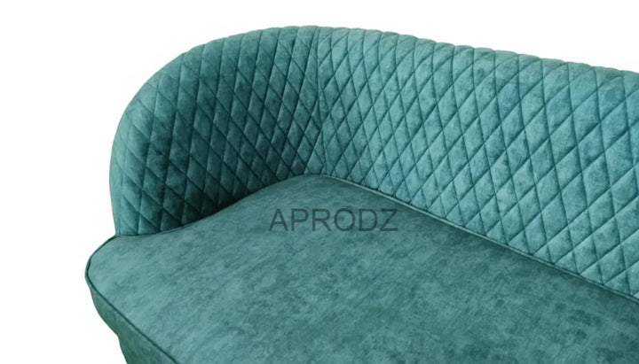 Translation missing: en.modern 3-seater sofa Luxury Curved Velvet Sofa with Gold-Plated Back – Premium High-Density Foam, Criss-Cross Stitch Design, Modern 3-Seater for Living Room (Teal Blue) 