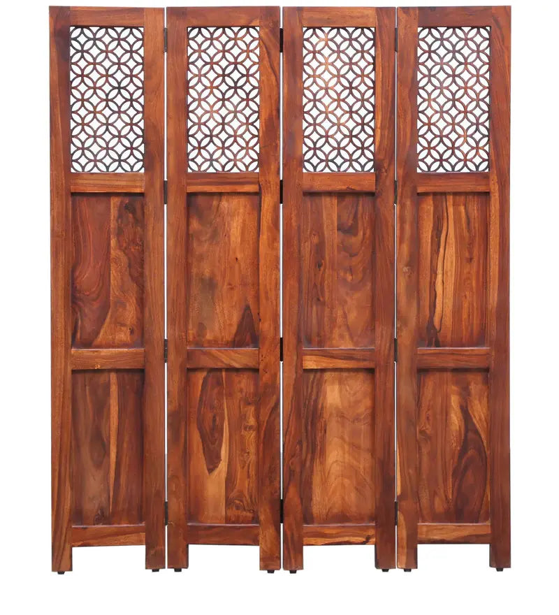 Durque 4 Panel Room Divider - Honey Oak 