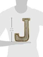 Monogram Free Standing Grey Letter Block - Length (7.5 in), Depth (2.2 in), Height (10 in), J 