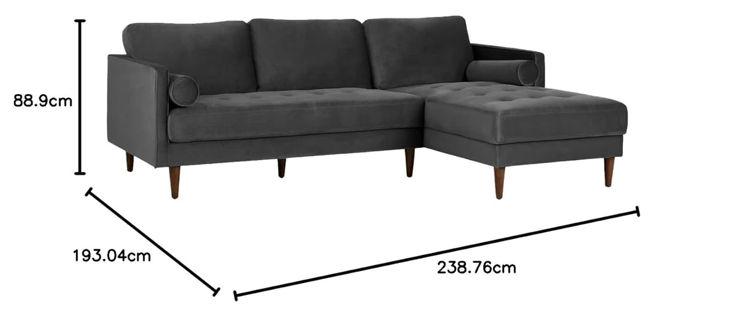 MidCen Wooden 3 Seater Sofa Set with High-Density Comfortable Foam for Home & Living Room (Upholstered- Dark Green Velvet Fabric) 