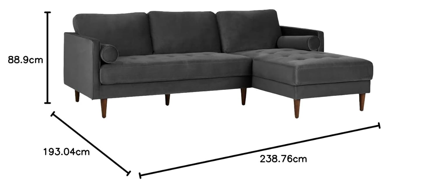 MidCen Wooden 3 Seater Sofa Set with High-Density Comfortable Foam for Home & Living Room (Upholstered- Dark Green Velvet Fabric) 