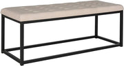 Modern Tufted Upholstered Velvet and Metal Bench Ottoman 